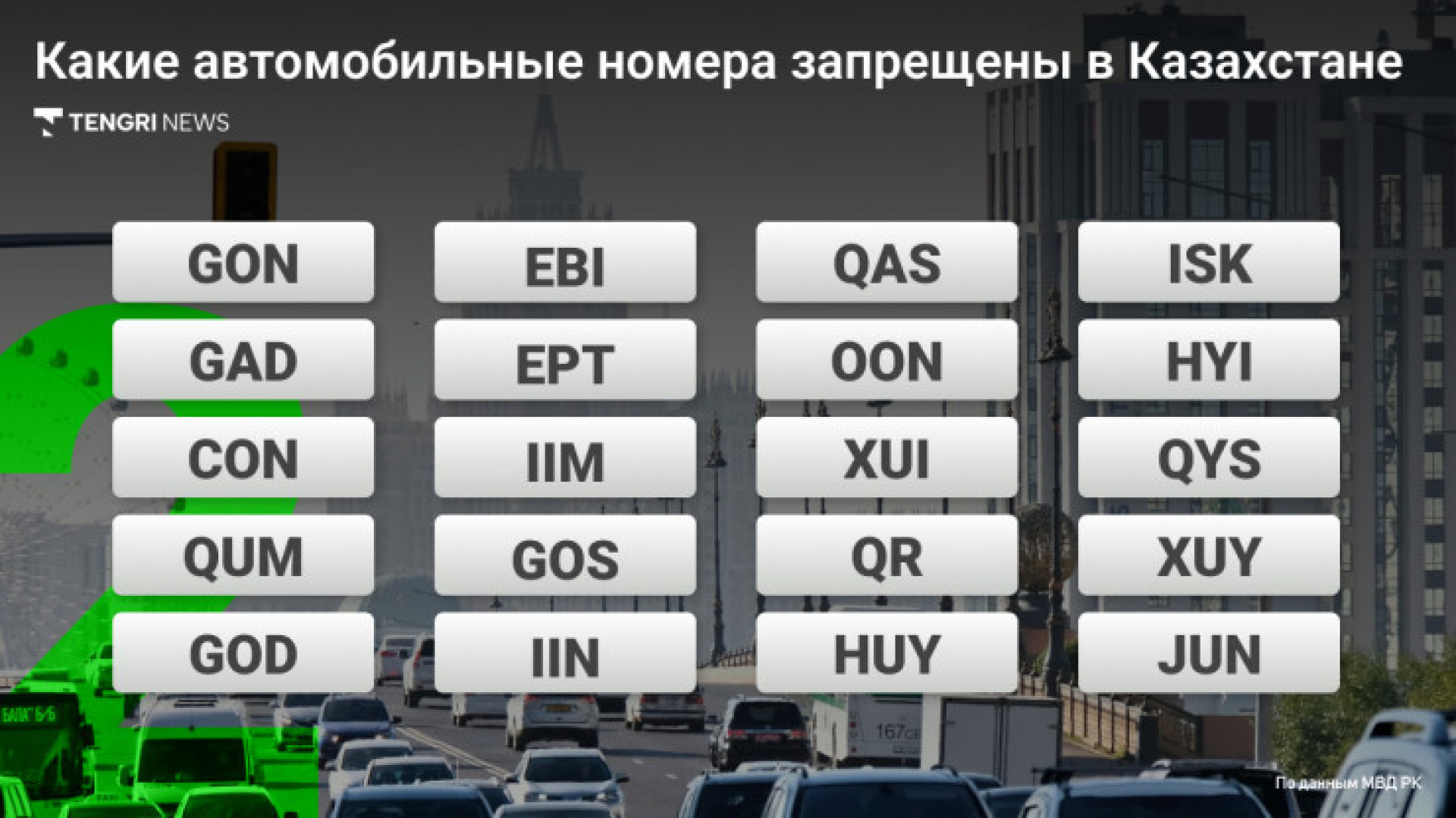Запрещённые номера в Казахстане